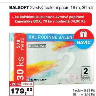 Ráj drogerie Balsoft 2vrstvý toaletní papír, 30 rolí nabídka