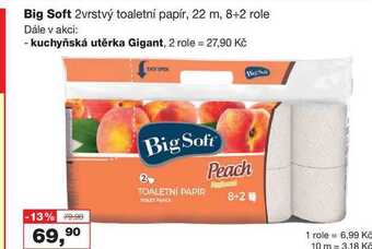 Ráj drogerie Big soft 2vrstvý toaletní papír, 22 m, 8+2 role nabídka