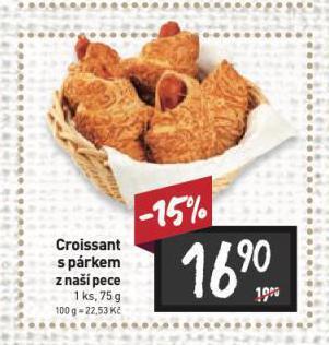 Billa Croissant s párkem nabídka