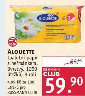 Rossmann Alouette toaletní papír, 8 rolí nabídka