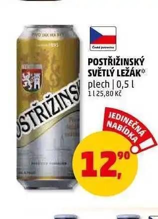 Penny Market Postřižinský světlý ležák, 0,5 l nabídka