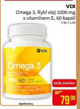 Teta Vix omega 3, rybí olej 1000 mg s vitamínem e, 60 kapslí nabídka
