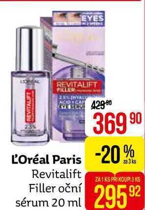 Teta L'oréal paris revitalift filler oční sérum 20 ml nabídka