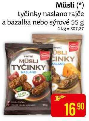 Teta Müsli (*) naslano rajče tyčinky a bazalka nebo sýrové 55 g nabídka