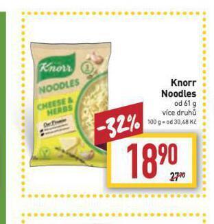 Billa Knorr noodles nabídka
