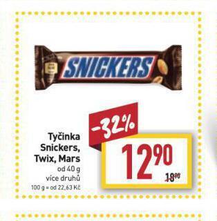 Billa Tyčinka snickers nabídka