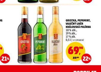 Penny Market Griotka, peprmint, vaječný likér královská palírna nabídka