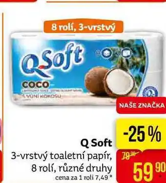 Teta Q soft 3-vrstvý toaletní papír, 79 8 rolí, různé druhy nabídka