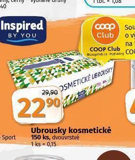 Coop Inspired ubrousky kosmetické nabídka