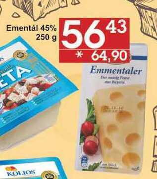 Jip Ementál 45%, 250 g nabídka