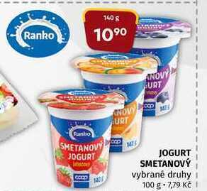 Coop Ranko jogurt smetanový vybrané druhy 140 g nabídka