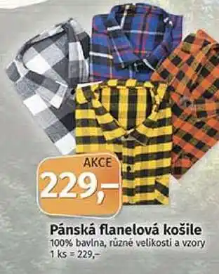 Pánská flanelová košile 100% bavlna, různé velikosti a vzory