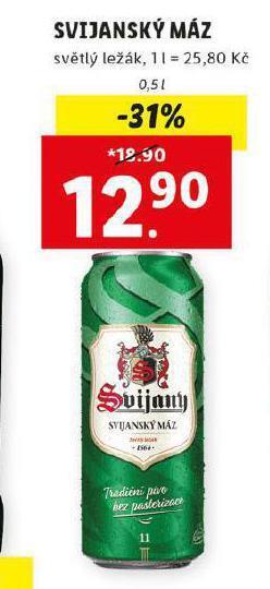 Lidl Pivo svijanský máz nabídka