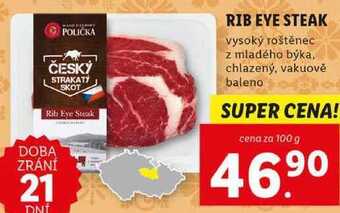 Lidl Rib eye steak, cena za 100 g nabídka