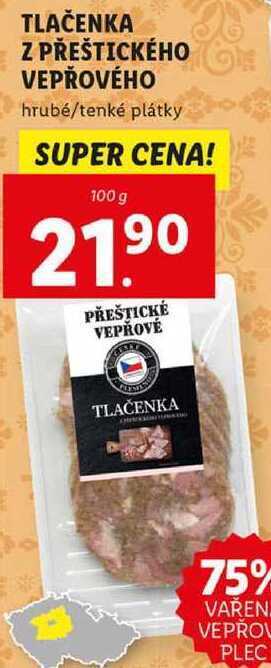 Lidl Tlačenka z přeštického vepřového, 100 g nabídka