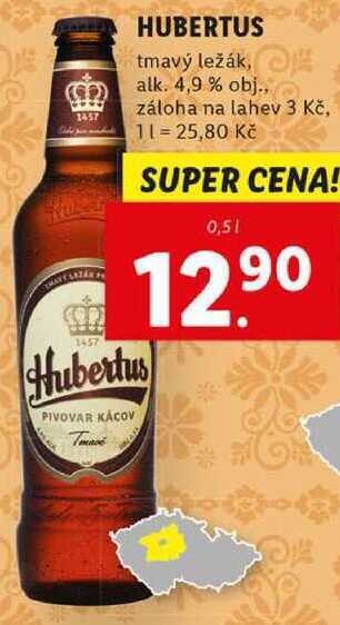 Lidl Hubertus tmavý ležák, 0,5 l nabídka