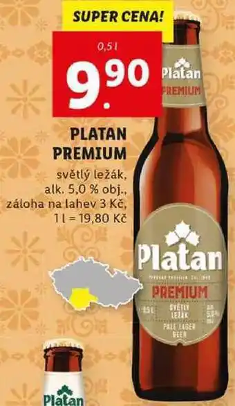 Lidl Platan premium světlý ležák, 0,5 l nabídka