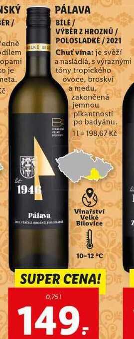 Lidl Pálava, 0,75 l nabídka