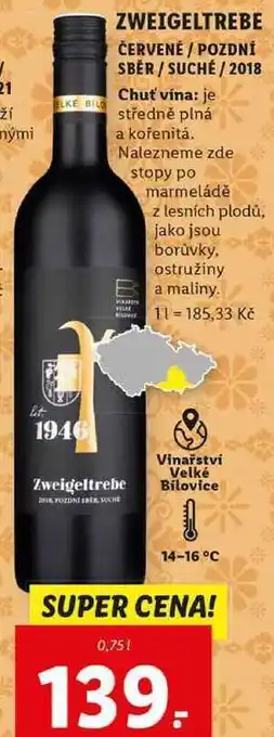 Lidl Zweigeltrebe červené, 0,75 l nabídka