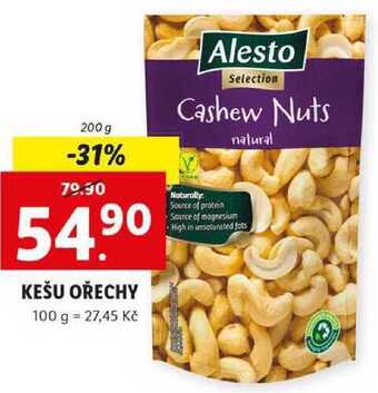 Lidl Kešu ořechy, 200 g nabídka