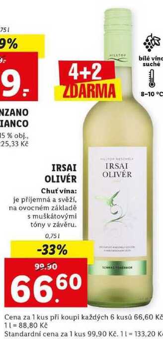 Lidl Irsai olivér, 0,75 l nabídka