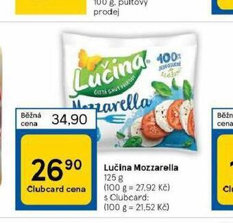 Tesco Lučina mozarella nabídka
