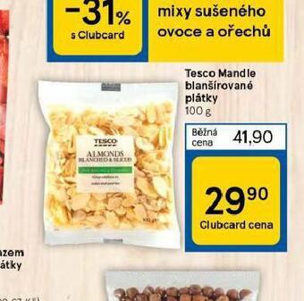 Tesco mandle blanšírované plátky