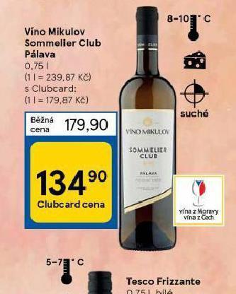 Tesco Víno mikulov sommelier club pálava nabídka