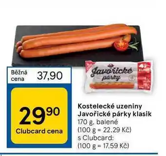 Tesco Javořické párky klasik 170 g, balené nabídka