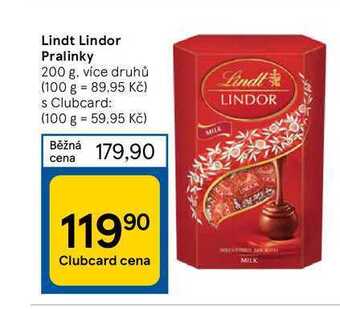 Tesco Lindt lindor pralinky 200 g nabídka