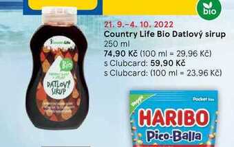 Tesco Country life bio datlový sirup 250 ml nabídka