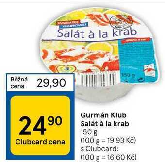 Tesco Gurmán klub salát à la krab 150 g nabídka