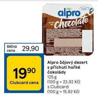 Tesco Alpro sójový dezert s příchutí hořké čokolády 125 g nabídka