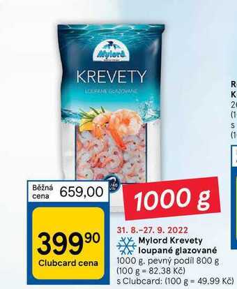 Tesco Mylord krevety loupané glazované 1000 g nabídka