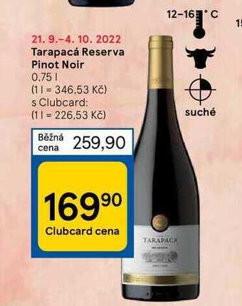 Tesco Tarapacá reserva pinot noir 0,75 l nabídka