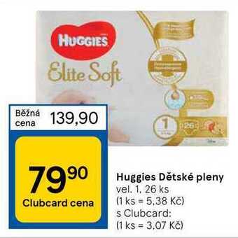 Tesco Huggies dětské pleny vel. 1. 26 ks nabídka