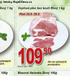 Lidl Vepřová plec bez kosti nabídka
