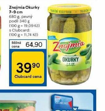 Tesco Znojmia okurky 7-9 cm nabídka