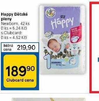 Tesco Happy dětské pleny nabídka