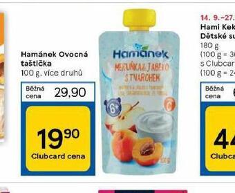 Tesco Hamánek ovocná taštička nabídka
