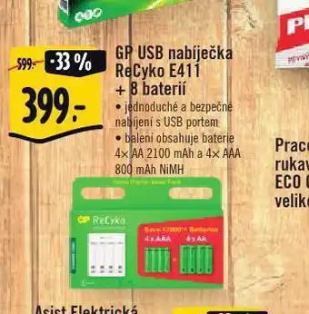 Gp usb nabíječka + 8 baterií