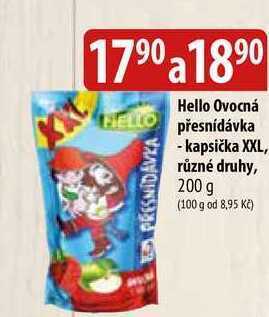 Bala Hello ovocná přesnídávka kapsička xxl, různé druhy, 200 g nabídka