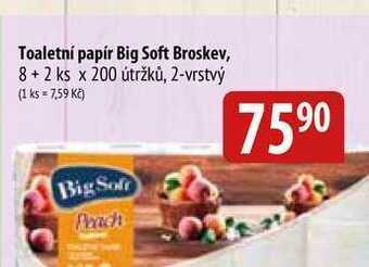 Bala Toaletní papír big soft broskev, 8 + 2 ks x 200 útržků, 2-vrstvý nabídka