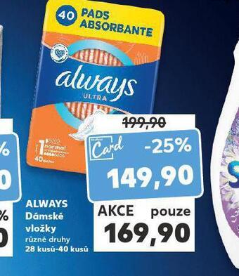 Kaufland Always dámské vložky nabídka