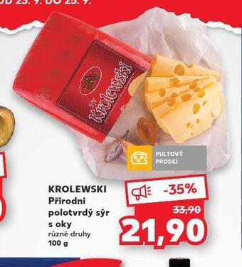 Kaufland Krolewski přírodní polotvrdý sýr s oky nabídka