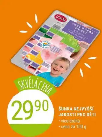 Můjobchod Le&co vepřová šunka pro děti 92% 100g nabídka