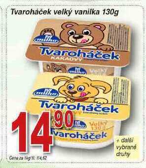 Hruška Milko tvaroháček velký vanilka 130g nabídka