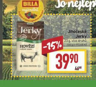 Billa Jihočeské jerky nabídka