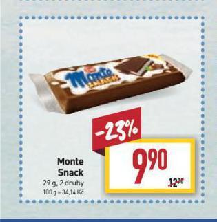 Billa Monte snack nabídka