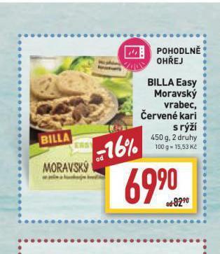 Billa Červené kari s rýží nabídka